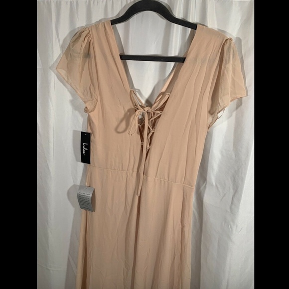 NWT Lulus Lace-Up‎ Back Chiffon Gown in Blush Pink [SZ Medium ] - Picture 7 of 8
